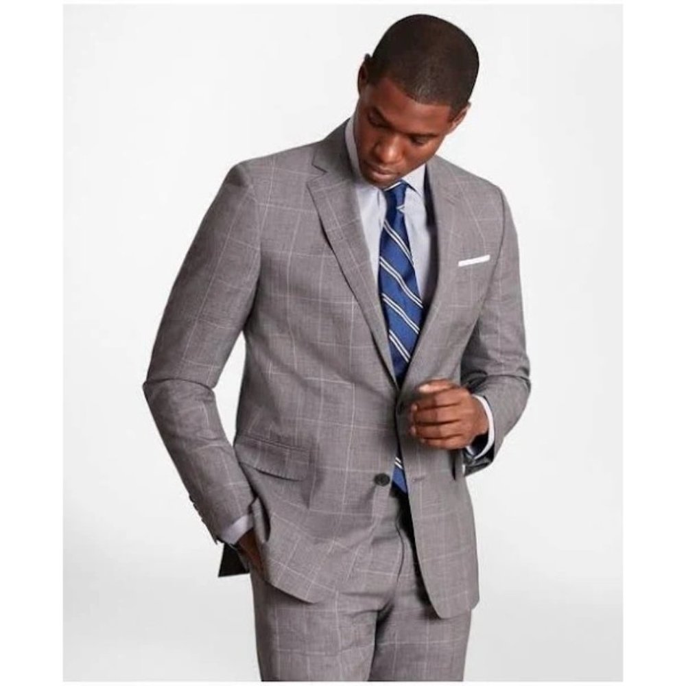 Brooks Brother Men Grey Blazer 100% Wool Size 40